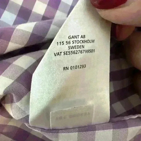 Gant Purple Plaid Men’s Button Down Dress Shirt For Cuff Links Size L - Picture 9 of 14